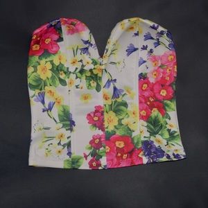 floral strapless top